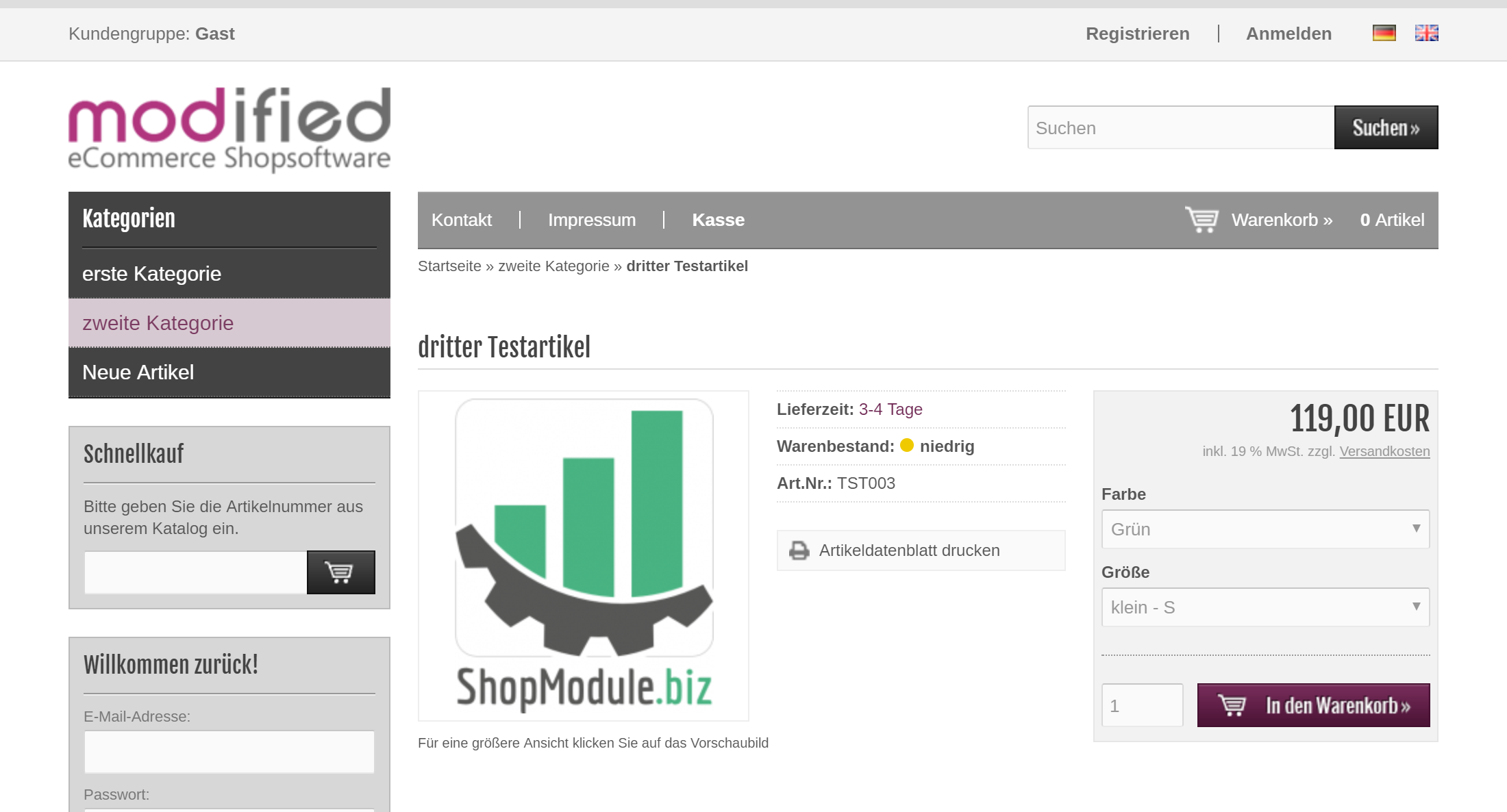 Ampelanzeige im Produktlisting 2