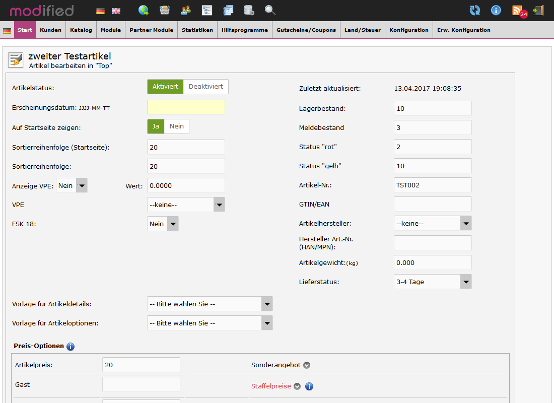 Lagerampel Backend-Einstellungen 2