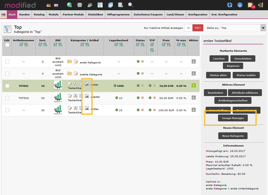Image Manager Modul für modified eCommerce 3