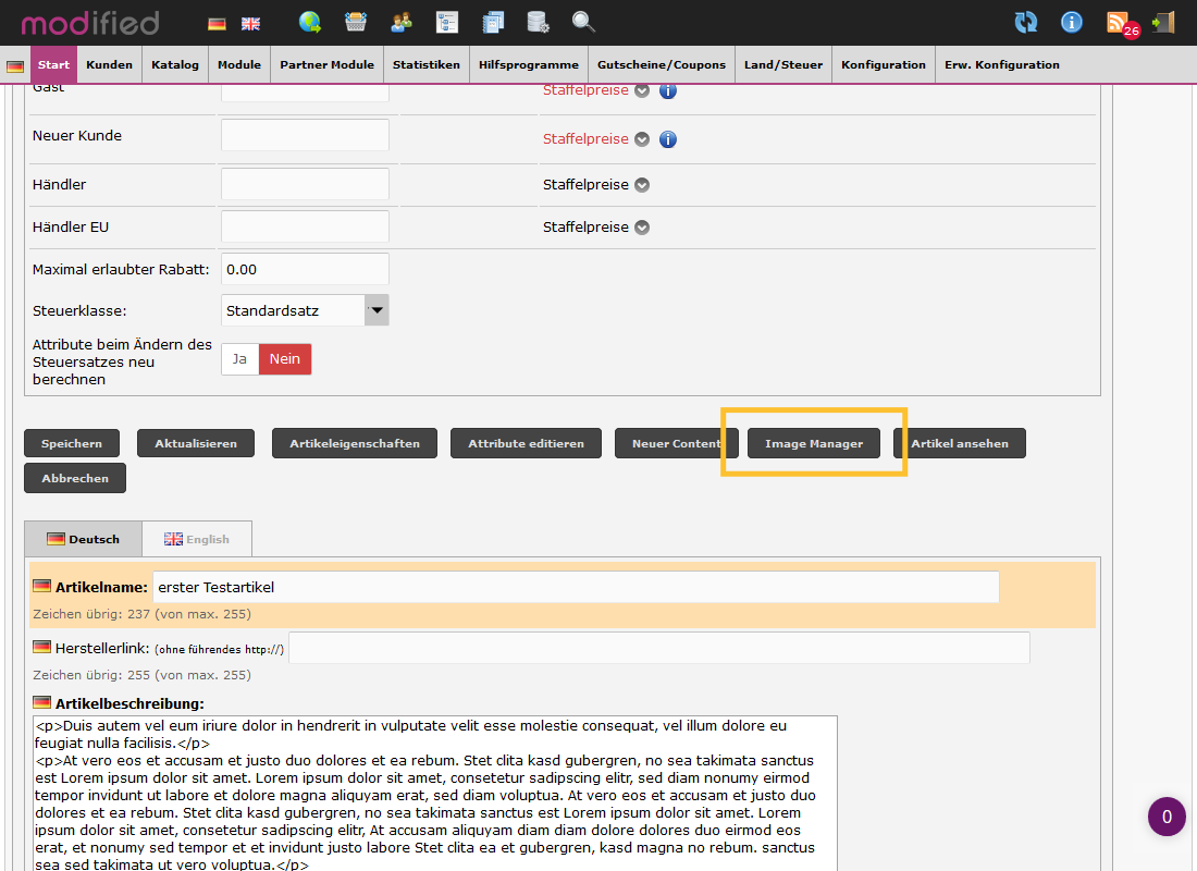 Image Manager Modul für modified eCommerce 4