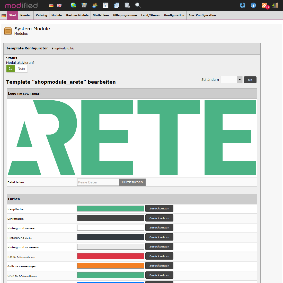ARETE Template-Konfigurator 2