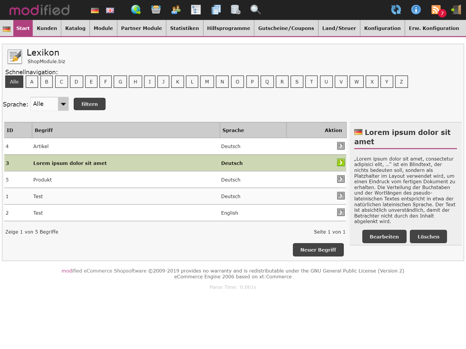Lexikon-Modul für Fachbegriffe 7