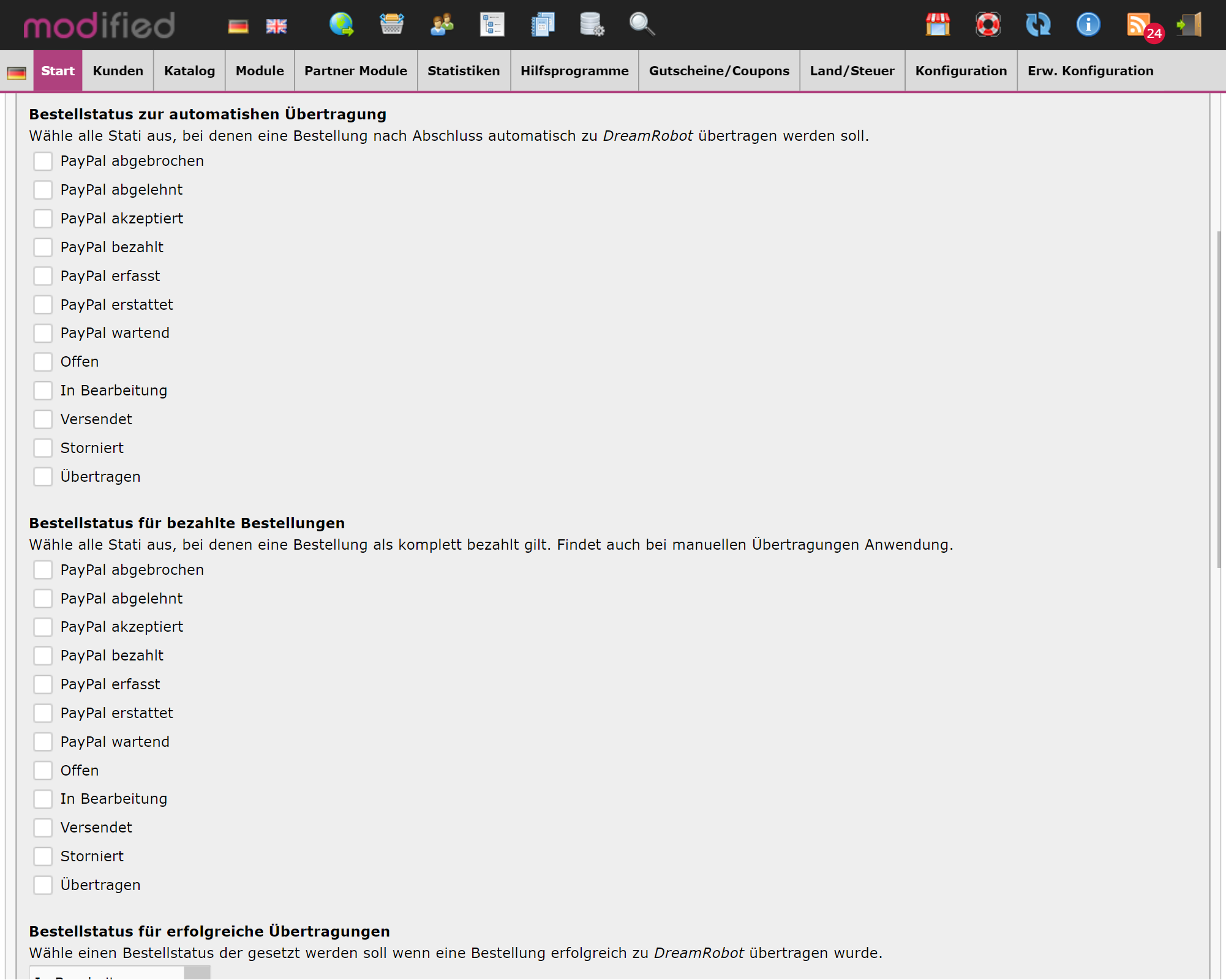 DreamRobot API für modified eCommerce 3