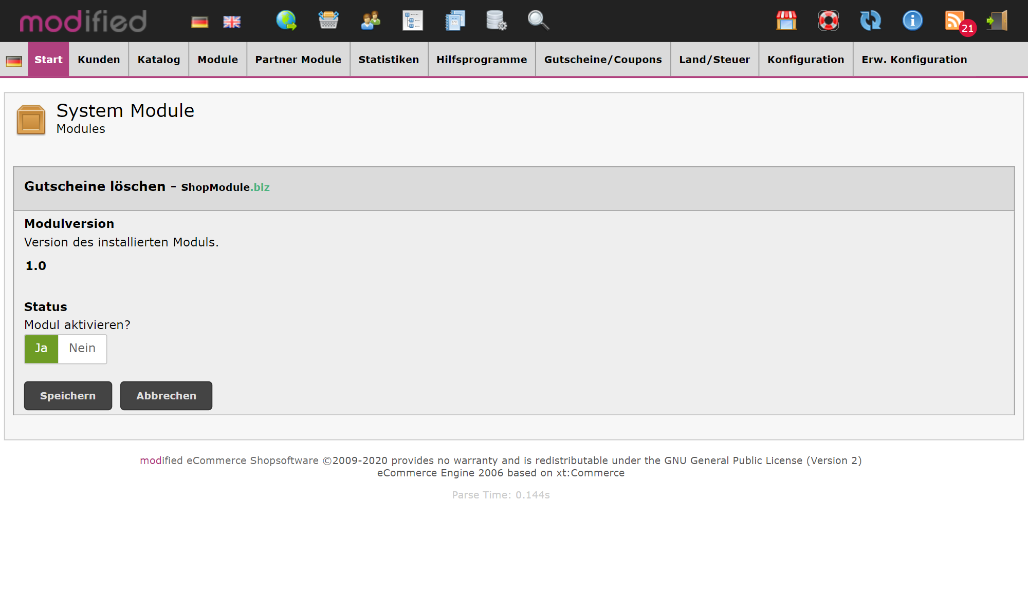 Gutscheine löschen 2