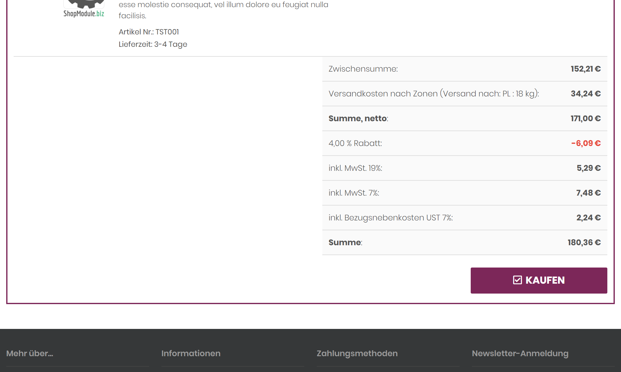 Versandkosten mit unterschiedlichen Mehrwertsteuersätzen