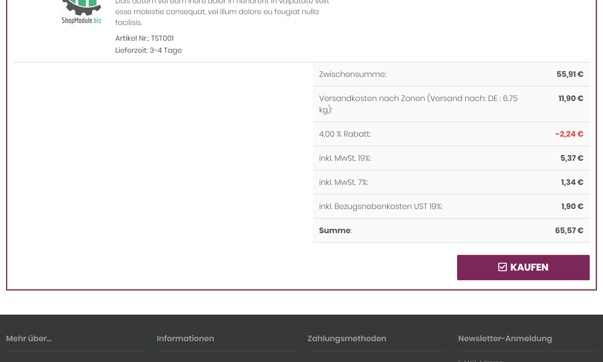 Versandkosten mit unterschiedlichen Mehrwertsteuersätzen