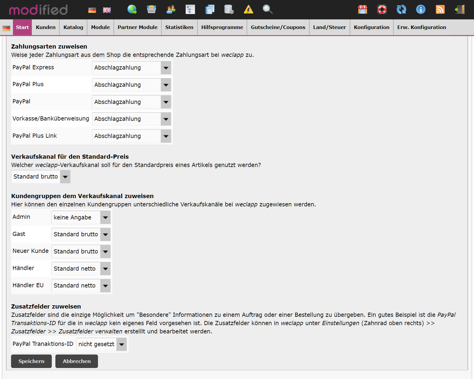 weclapp-Schnittstelle für modified eCommerce 6