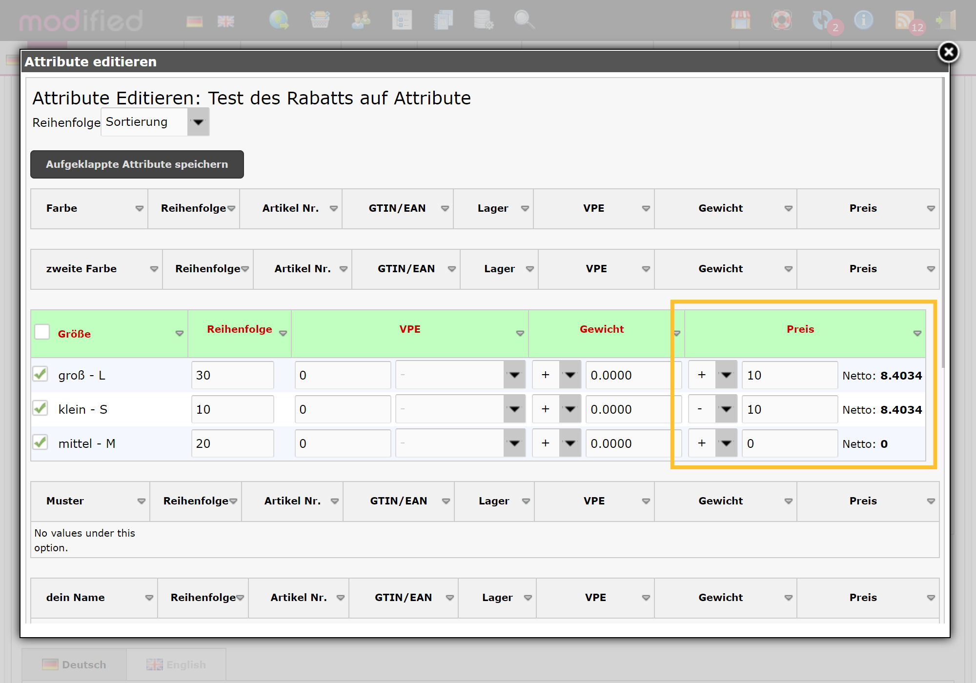 Frontend-Ansicht – Rabatt auf einzelne Produktvarianten 2