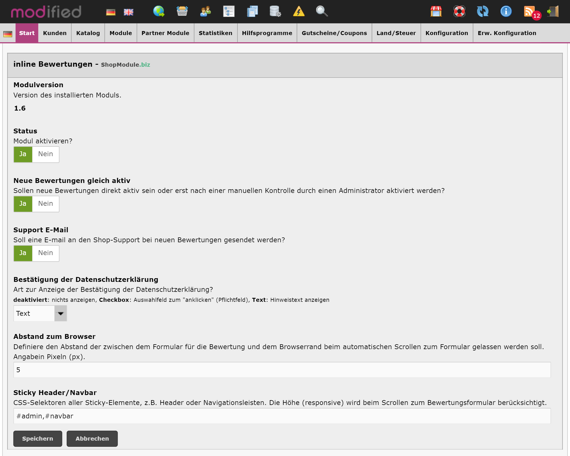 Kundenbewertungen mit Sterne-System