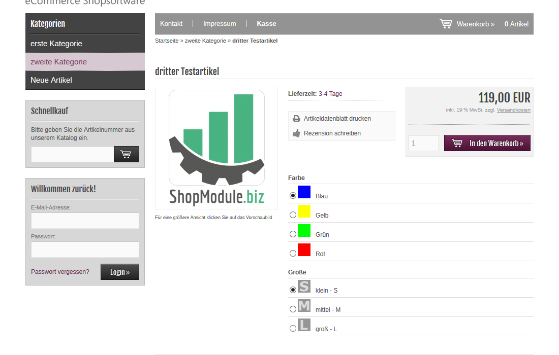 Frontend-Ansicht – Farbauswahl als Bild
