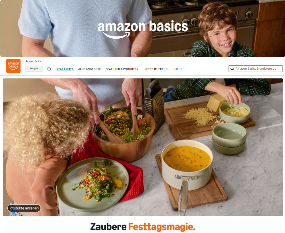 Beispiel Storefront von amazon basics