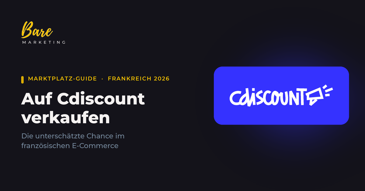Auf Cdiscount verkaufen: Beitragsbild mit dem Cdiscount-Logo von Bare Marketing